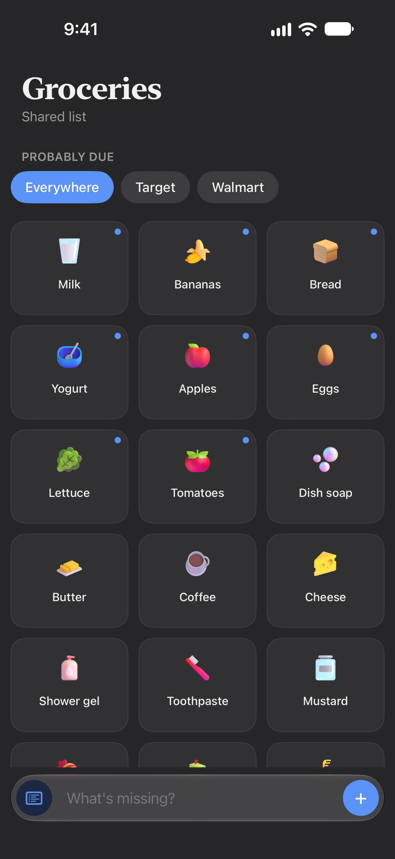 Catalogue with items that are due