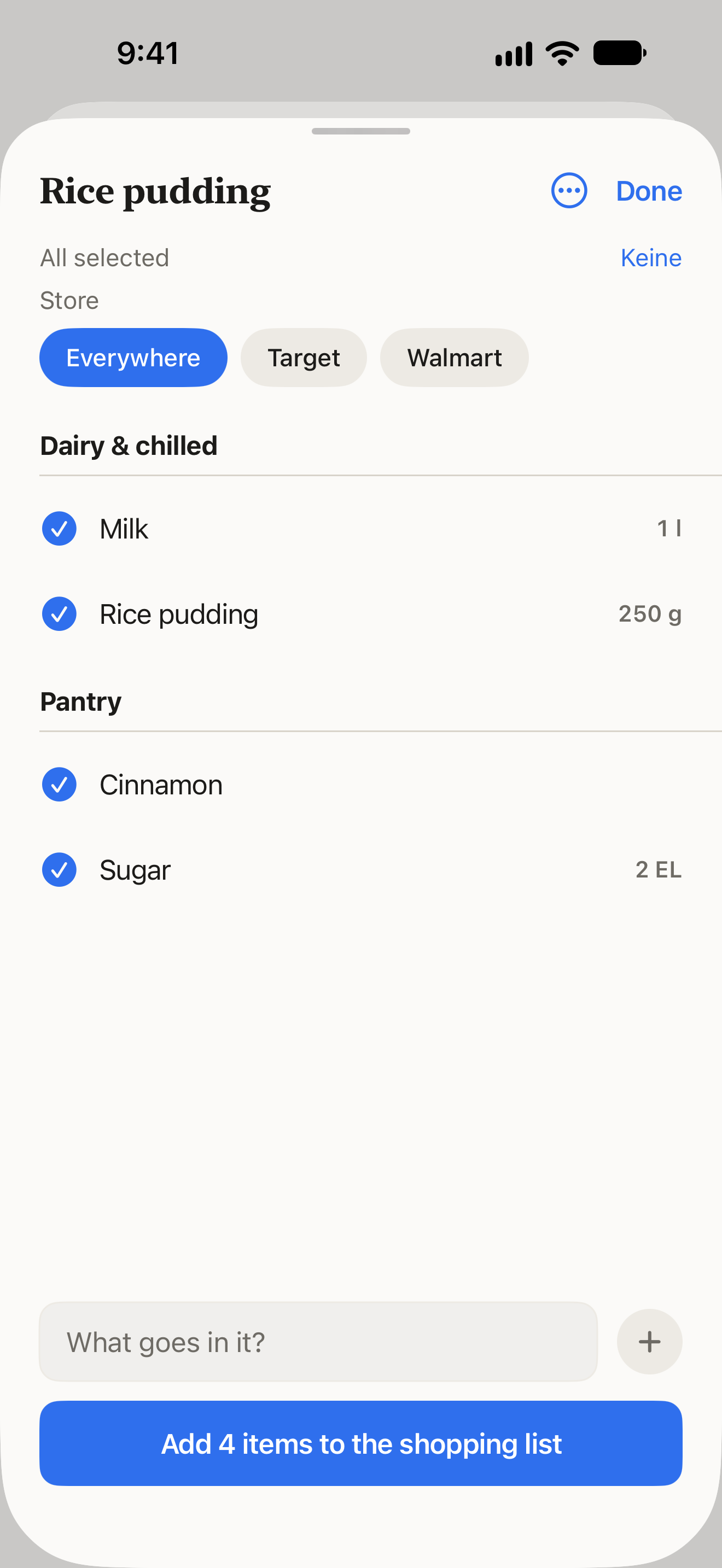 My lists: rice pudding template