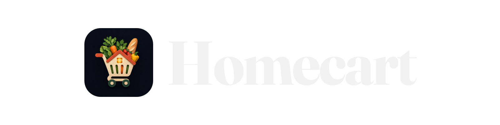 Homecart-Wortmarke auf dunklem Grund