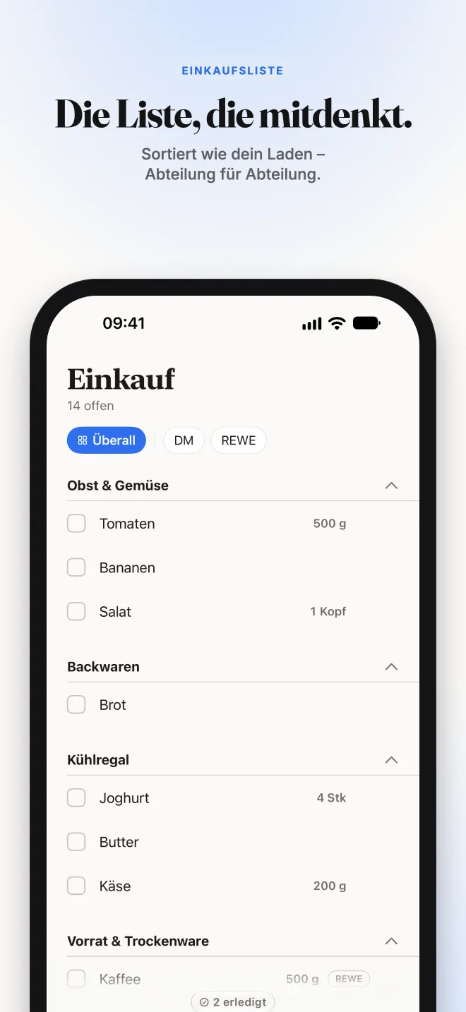 Store-Bild: Die Liste, die mitdenkt